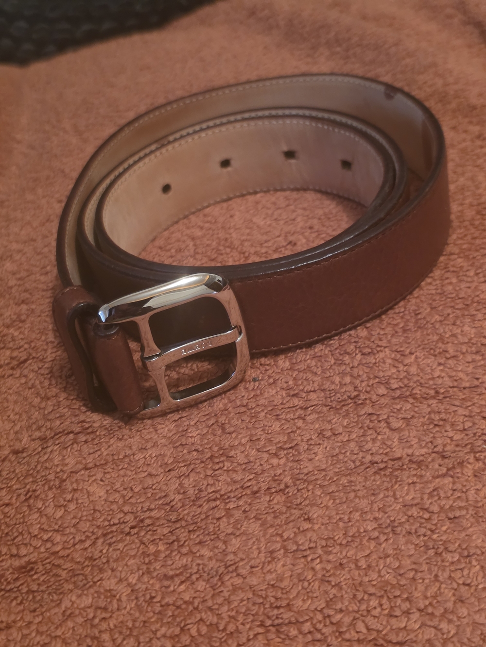 Loewe Brown Leather Belt with Silver Buckle